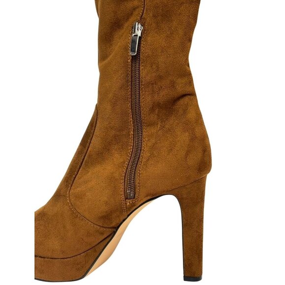 NINE WEST / Gotcha-2 / Brown / Suede / Platform / Knee-High / Boots With Stilett - Picture 3 of 6